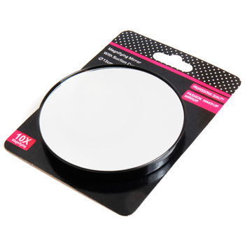 Зеркало косметическое для макияжа SM-AMD130X10 с 10-кратным увеличением на присосках