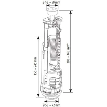 Арматура для бачка унитаза SIAMP BRIO 573/93B 1/2 P подводка нижняя, картинка 2