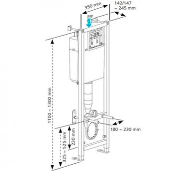 Инсталляция для установки унитаза SIAMP 'ВСМ VERSO 350' панель хром, картинка 2
