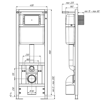 Комплект инсталляция для установки унитаза АНИ 'WCP 4141', картинка 2