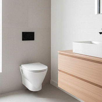 Комплект инсталляция SANTEK с подвесным безободковым унитазом ЛЭК 'СКАЙ RIMLESS' панель хром глянец, картинка 2