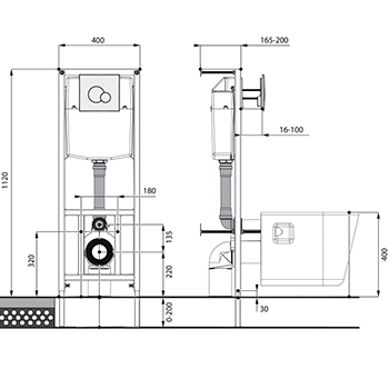 Комплект инсталляция SANTEK с подвесным безободковым унитазом ЛЭК 'СКАЙ RIMLESS' панель хром глянец, картинка 4
