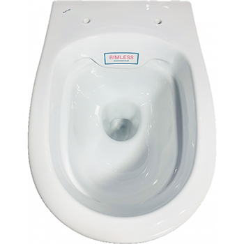 Комплект инсталляция SANTEK с подвесным безободковым унитазом ЛЭК 'СКАЙ RIMLESS' панель хром глянец, картинка 3