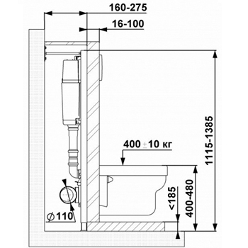 Комплект инсталляция для установки унитаза УКЛАД 'СИ 01.04.54.00.1' панель матовый глянец, картинка 3