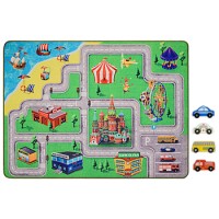 Коврик игровой детский SHAHINTEX 'ГОРОДОК' (100х133) в комплекте машинки