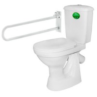 Унитаз-компакт Оскольская Керамика 'ПЕРСОНА ЛЮКС' для людей с ОДВ с белым поручнем