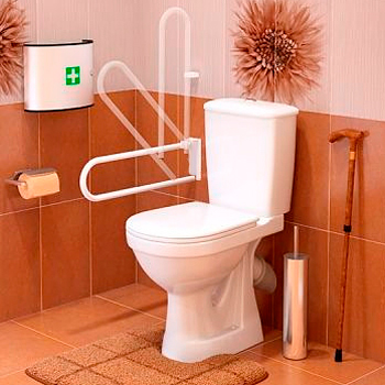 Унитаз-компакт Оскольская Керамика 'ПЕРСОНА ЛЮКС' для людей с ОДВ с белым поручнем, картинка 2