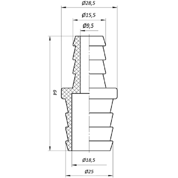Переходник для поливочного шланга елка/елка 1/2х1' (16мм.х25мм), картинка 2