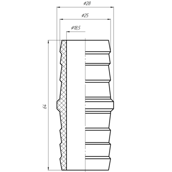 Переходник для поливочного шланга елка/елка 1'х1'(25мм.х25мм), картинка 2