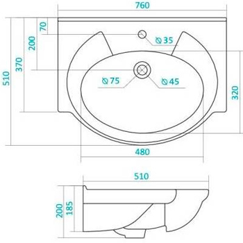 Умывальник мебельный SANTEK 'БАЙКАЛ 75' 1.WH11.0.259, картинка 2