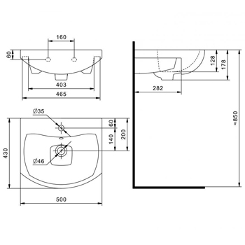 Умывальник мебельный SANTEK 'БАЛТИКА 50' 1.WH50.1.701, картинка 2