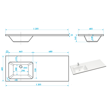 Умывальник ST 'ЛАКШЕРИ 120' левая над стиральной машиной (с кронштейном), картинка 3
