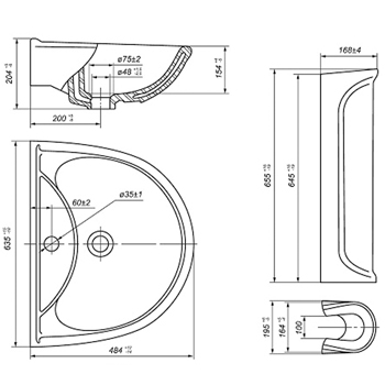 Умывальник с пьедесталом тюльпан Старый Оскол 'ПРЕСТИЖ-60' цвет белый, картинка 2
