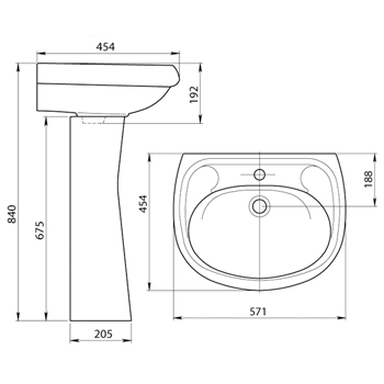 Умывальник с пьедесталом SANTERI 'ВОРОТЫНСКИЙ' 1.3111.7.S04.10B.0/1.3601.7.S04.00В.0 цвет салатовый, картинка 2