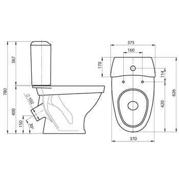Унитаз-компакт SANTERI 'ВЕСТ' 1.P201.8.S07.00B.F цвет бежевый декор, картинка 2