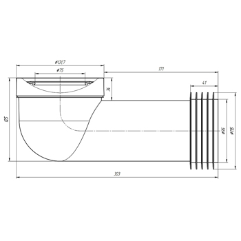 Труба фановая АНИ W9228 110 мм х 90 град. с гребенкой, картинка 2