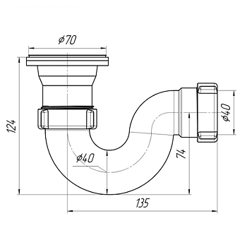 Сифон для поддона АНИ Е110 1-1/2' х 40 мм, картинка 2