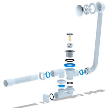 Обвязка под ванну АНИ EC255S 1-1/2'x40 мм сливной механизм клик-клак, картинка 2