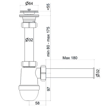 Сифон АНИ C0104 1-1/2' с прямой трубой 40 мм, картинка 2