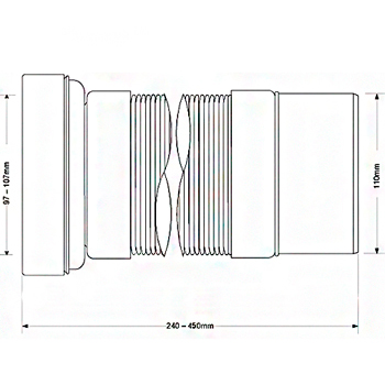 Слив для унитаза гибкий АНИ К711R раздвижной (для пластиковых труб), картинка 2
