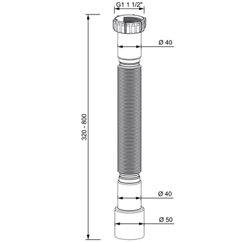 Гофротруба с гайкой 1 1/2*40-40/50 (800мм.) GT1180 ИНКОПЛАСТ, картинка 3