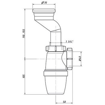 Сифон для писсуара ОРИО Р-3100 1-1/4'х40 мм, картинка 2