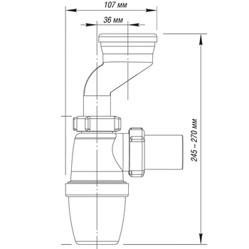 Сифон для писсуара ОРИО Р-3100 1-1/4'х40 мм, картинка 3
