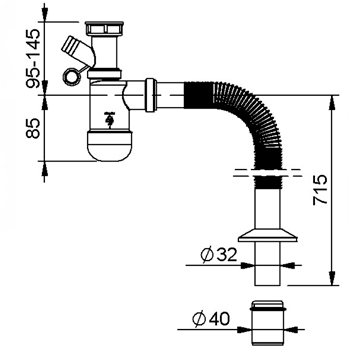 Сифон для раковины SantecPro AQ301P4 1-1/4' D=32/40 мм, картинка 2