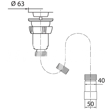 Сифон WIRQUIN гофрированный 1 1/4*40*50 L-1200мм (30717991), картинка 2
