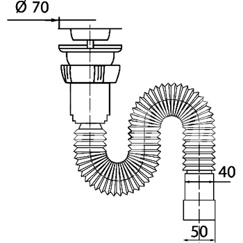 Сифон WIRQUIN 1 1/2'х40/50 L-800 мм М6*80 (30717983) гофрированный, картинка 2