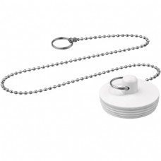 Пробка для ванны трехразмерная (43-44-45мм) h 10 мм с цепочкой белая