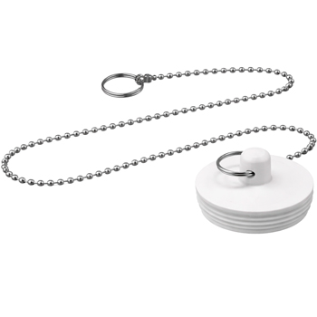 Пробка для ванны трехразмерная (43-44-45мм) h 10 мм с цепочкой белая