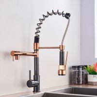 Смеситель для кухни пружинный MATRIX SMF-323147/BRG душ/струя цвет черный - розовое золото