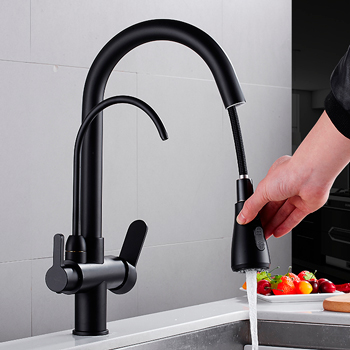 Смеситель для кухни с краном для питьевой воды MATRIX SMF-363637/BK 40 мм цвет черный, картинка 2