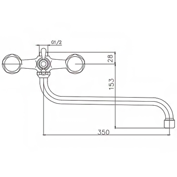 Смеситель для ванны CRON CN2308 1/2', картинка 2