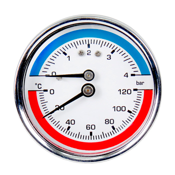 Манометр с термометром ST XF90346 (до 4 бар/120 °C) 1/4' горизонтальный