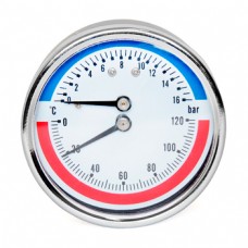 Манометр с термометром ST SK-01Y60 (до 16 бар/120 °C) 1/4' горизонтальный