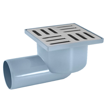 Трап сливной горизонтальный АНИ TQ5102 выпуск D=50, решетка 100х100 'сухой сифон'