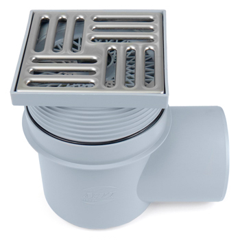 Трап сливной горизонтальный АНИ TQ1612 выпуск D=110, решетка 150х150 'сухой сифон'