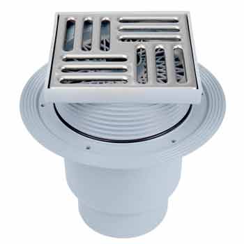 Трап сливной вертикальный АНИ TQ1712 выпуск D=110, решетка 150х150 'сухой сифон'