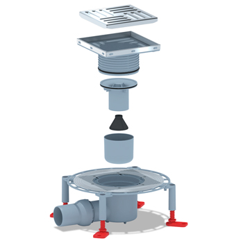 Трап сливной АНИ THZ5612 выпуск D=50, решетка 150х150 горизонтальный, картинка 2