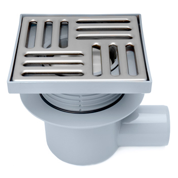 Трап сливной горизонтальный АНИ TQ5602 выпуск D=50, решетка 100х100 'сухой сифон'