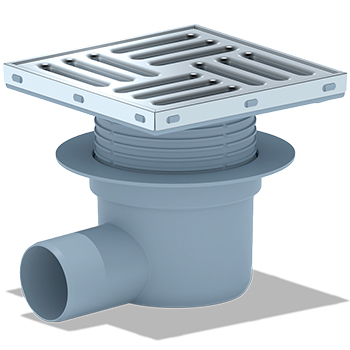 Трап сливной АНИ TA5612 выпуск D=50, решетка 150х150 горизонтальный