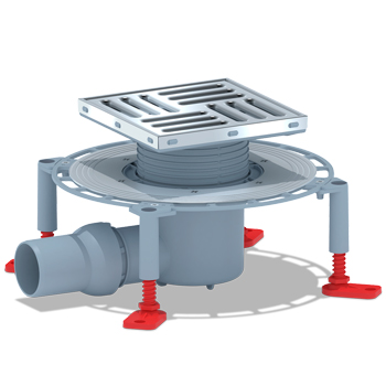 Трап сливной АНИ THZ5612 выпуск D=50, решетка 150х150 горизонтальный