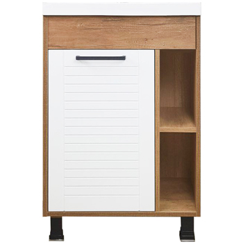 НТ Тумба под умывальник 55 см ОСТИН , 1 дверь+ниша,  ДУБ КАНЬОН+БЕЛЫЙ, умыв. 'ТИГОДА-55 МИНИ'