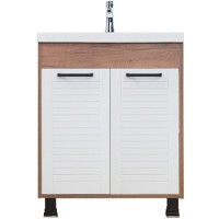 НТ Тумба под умывальник 55 см ОСТИН , 2 двери, ДУБ КАНЬОН+БЕЛЫЙ, умыв. 'COMO-60'