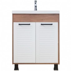 НТ Тумба под умывальник 55 см ОСТИН , 2 двери, ДУБ КАНЬОН+БЕЛЫЙ, умыв. 'COMO-60'