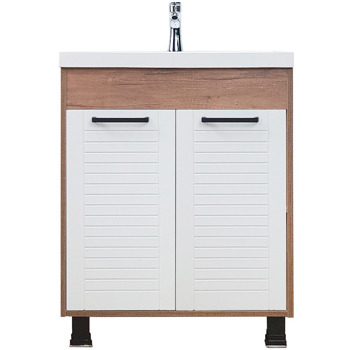 НТ Тумба под умывальник 55 см ОСТИН , 2 двери, ДУБ КАНЬОН+БЕЛЫЙ, умыв. 'COMO-60'