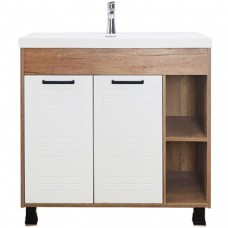 Тумба 'ОСТИН 80' 2 двери + ниша, ДУБ КАНЬОН+БЕЛЫЙ, под умывальник 'ФОСТЕР-80П'