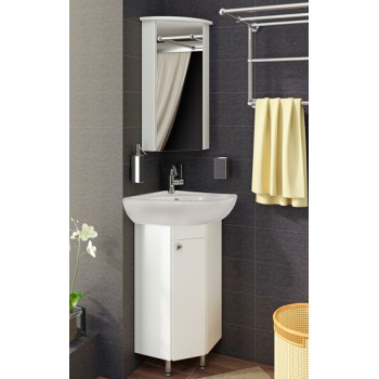 Шкаф зеркальный угловой в ванную комнату 'АГАТА 50' левый, картинка 2